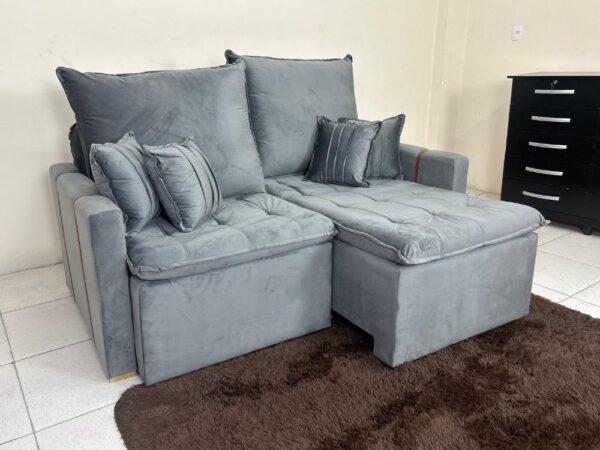 Sofá Cama Chicago Plus 1.80m – Bege Veludo - Imagem 2