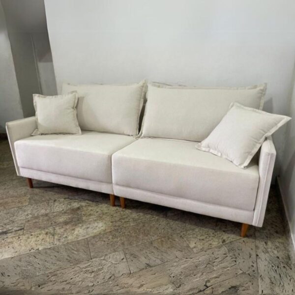 Sofá Living Liverpool 2,10 m Linho Bege – CAPRI ESTOFADOS - Imagem 2