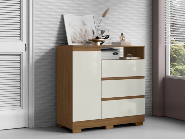 Comoda 1P3G com Nicho Atacama.Off White Aramoveis