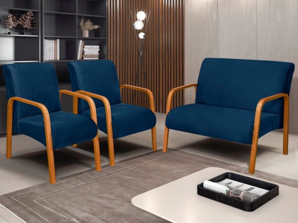 Conjunto de Poltronas Imperatriz 3Pcs 2.1.1Lgs Veludo Inca Marrom/azul/bege/vermelho/cinza