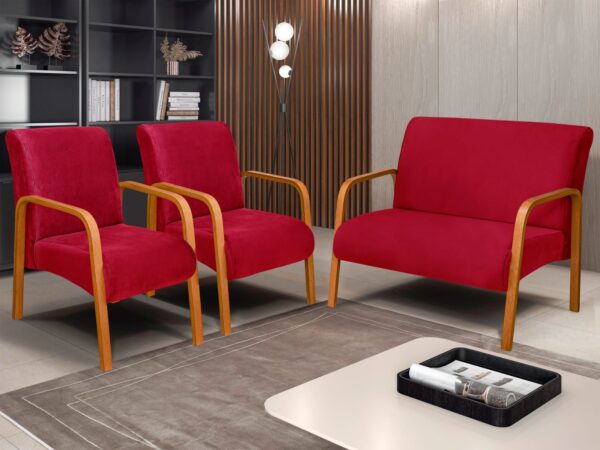 Conjunto de Poltronas Imperatriz 3Pcs 2.1.1Lgs Veludo Inca Marrom/azul/bege/vermelho/cinza - Imagem 2
