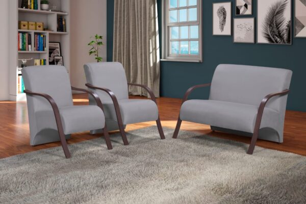 Conjunto de Poltronas Imperatriz 3Pcs 2.1.1Lgs Veludo Inca Marrom/azul/bege/vermelho/cinza - Imagem 3