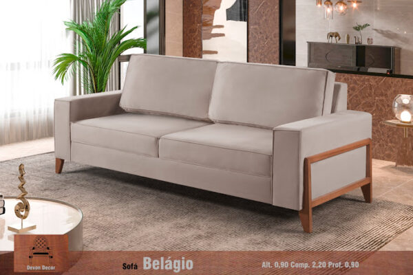 Estofado Belagio 2,20 linho bege /linho cinza