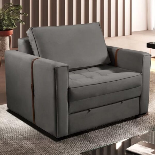 Poltrona Cama Atalaia 1,14 m Cinza – LUXURY ESTOFADOS