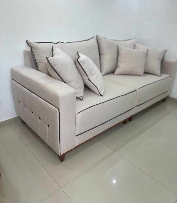 Sofá Living Montes Claros 3048 2,16 m Linho Bege 2119 – LUFER ESTOFADOS - Imagem 2