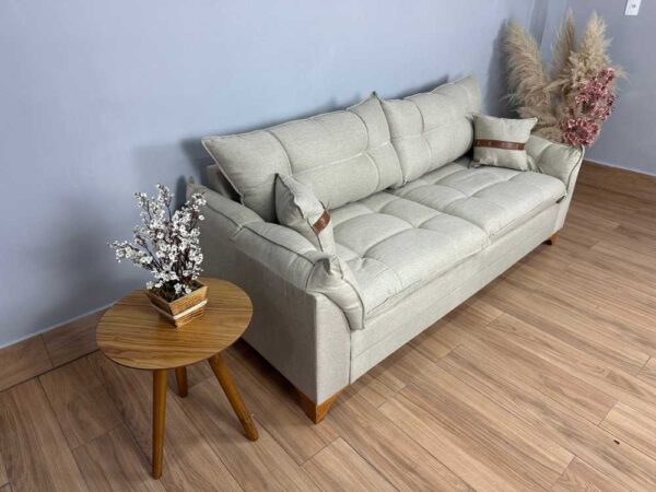 Sofá 3 lugares Creta 2.00m – Cinza Linho/ bege linho - Imagem 3