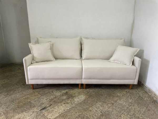 Sofá Living Liverpool 2,10 m Linho Bege – CAPRI ESTOFADOS