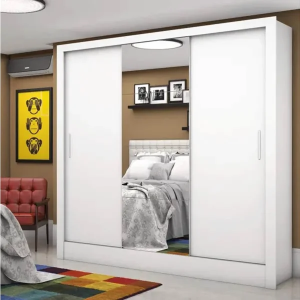 GUARDA ROUPA Casal Dubai Branco/ 3 Portas C/ 1 Espelho Larg. 1.79m - Carioca - Imagem 2