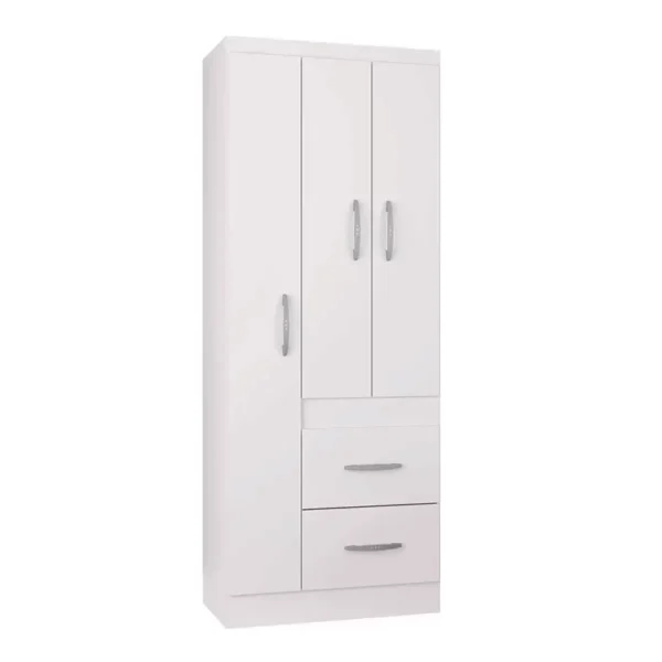 GUARDA ROUPA  Solteiro Milão Branco 3 Portas 2 Gavetas Larg. 0.68m - Poquema - Imagem 3