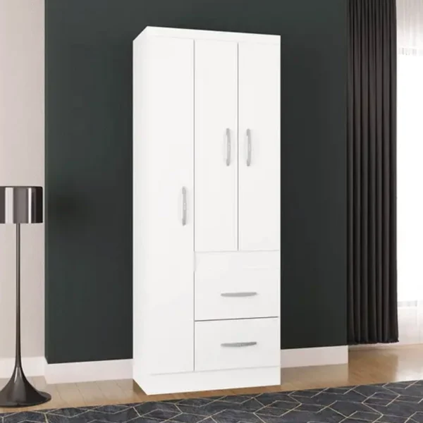 GUARDA ROUPA  Solteiro Milão Branco 3 Portas 2 Gavetas Larg. 0.68m - Poquema
