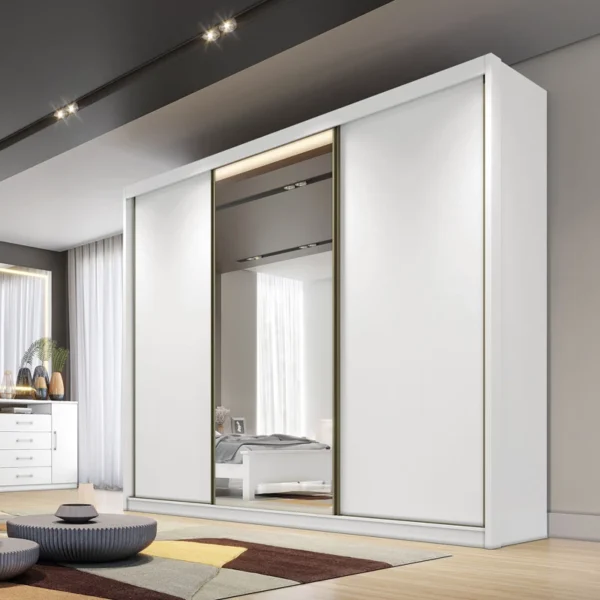 GUARDA ROUPA Casal Diamond Plus Cumaru3 Pts 8 Gavetas C/ 1 Espelho 100% MDF - MONTAGEM GRATIS - Imagem 6