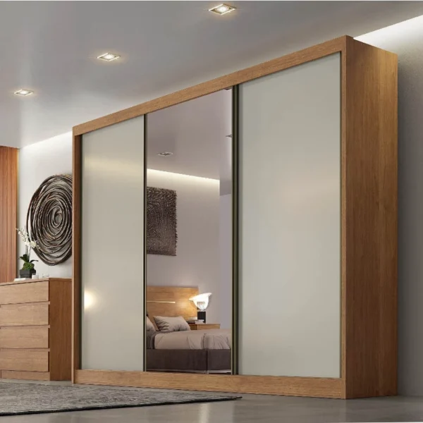 GUARDA ROUPA Casal Diamond Plus Cumaru3 Pts 8 Gavetas C/ 1 Espelho 100% MDF - MONTAGEM GRATIS - Imagem 2