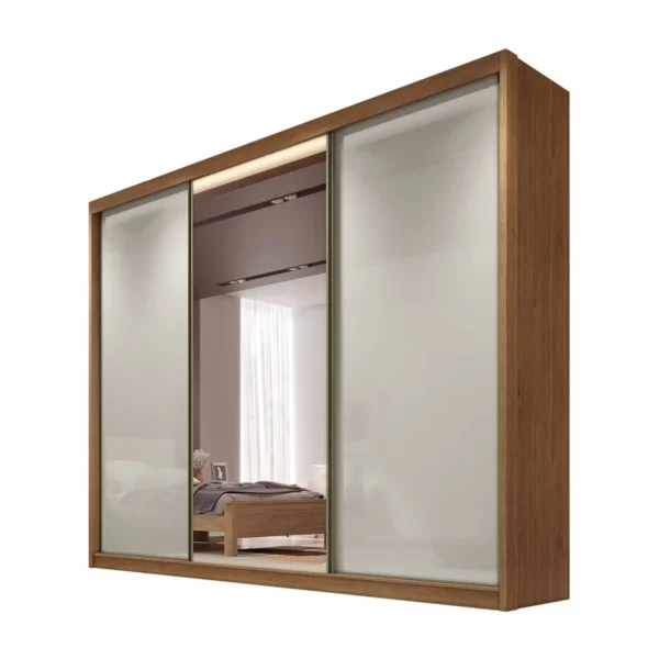 GUARDA ROUPA Casal Diamond Plus Cumaru3 Pts 8 Gavetas C/ 1 Espelho 100% MDF - MONTAGEM GRATIS - Imagem 3