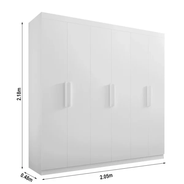 GUARDA ROUPA Casal Colibri Cinamomo/Off/ Branco 6 Portas 6 Gavetas Larg. 2.05m - D' Doro - Imagem 4