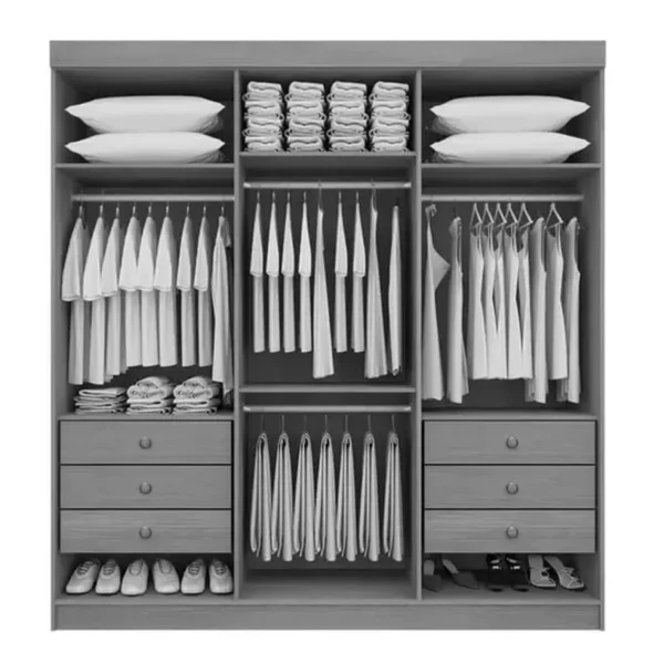 GUARDA ROUPA Casal Colibri Cinamomo/Off/ Branco 6 Portas 6 Gavetas Larg. 2.05m - D' Doro - Imagem 3
