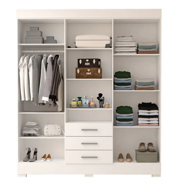 GUARDA ROUPA Débora Nature/Off / Branco 6 Portas C/ Espelho e Pés 100% MDF Larg. 1.78m - ACP - Imagem 3