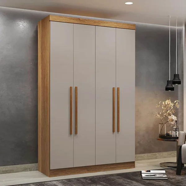 GUARDA ROUPA Solteiro Recife Cinamomo/Off 4 Portas 2 Gavetas Larg. 1.21m - Sallêto
