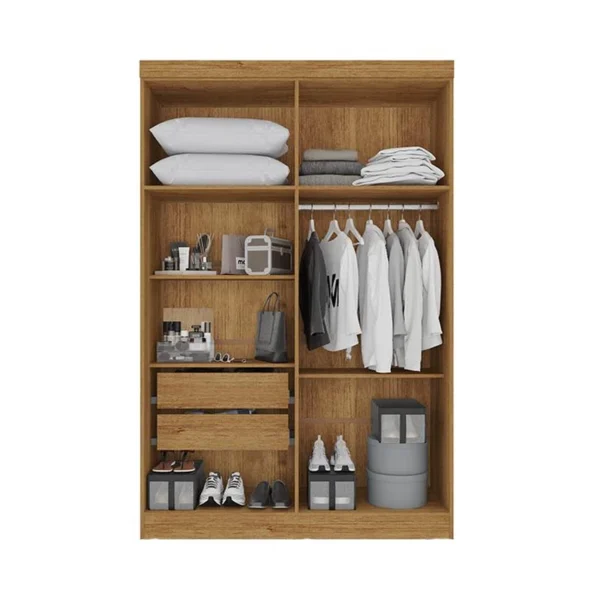 GUARDA ROUPA Solteiro Recife Cinamomo/Off 4 Portas 2 Gavetas Larg. 1.21m - Sallêto - Imagem 2