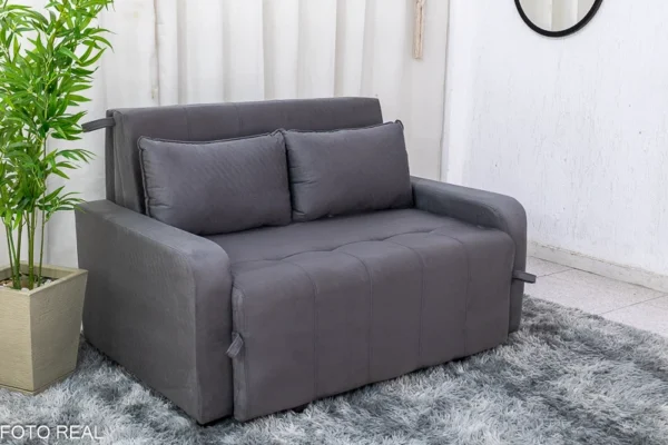 aSofá Cama Amora New Larg. 1.37m Veludinho Cinza 250 - Imagem 4