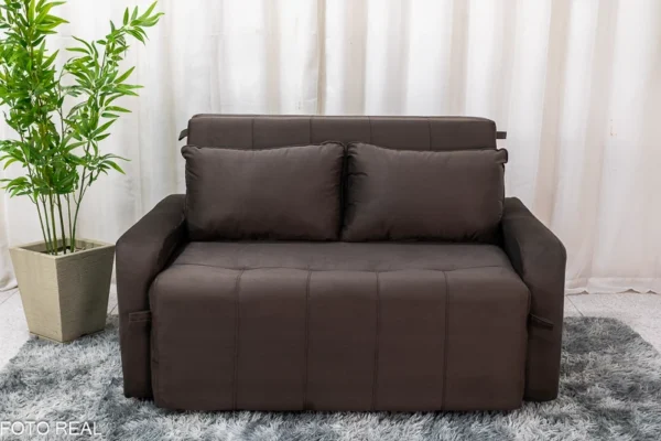 aSofá Cama Amora New Larg. 1.37m Veludinho Cinza 250