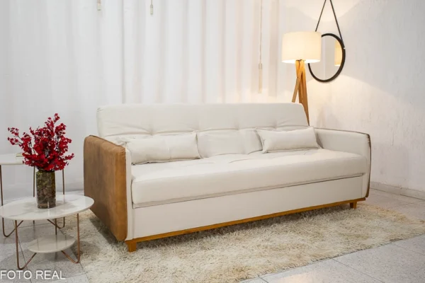 aSofá Cama Ipanema Baú larg. 2.05m Linho Bege 2274