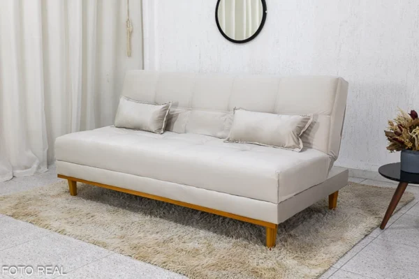 aSofá Cama Madrid larg. 1.80m Molas Bonnel Veludo Cinza 2303 - Imagem 3