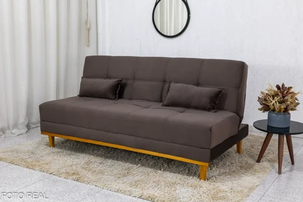 aSofá Cama Madrid larg. 1.80m Molas Bonnel Veludo Cinza 2303 - Imagem 2