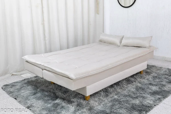 Sofá Cama Premium Larg. 1.80m Veludo Bege 2269 - Imagem 4