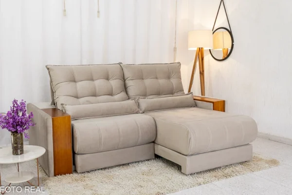 Sofá Retrátil Reclinável 2.50m Gênova Veludo Marrom 815 - Molas Ensacadas - Imagem 5