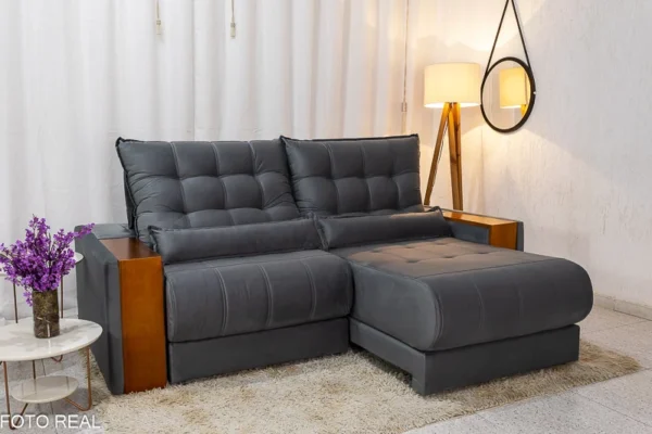 Sofá Retrátil Reclinável 2.50m Gênova Veludo Marrom 815 - Molas Ensacadas - Imagem 4