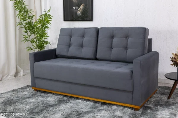 Sofá 3 lugares Living Áustria 1.70m Veludo Azul/marrom/bege/cinza/linho cinza - Imagem 3