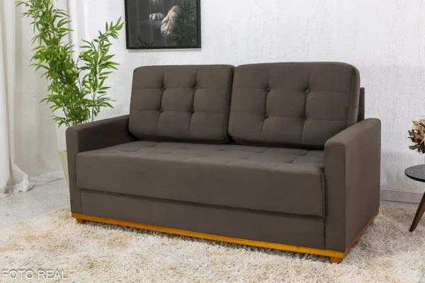 Sofá 3 lugares Living Áustria 1.70m Veludo Azul/marrom/bege/cinza/linho cinza - Imagem 4