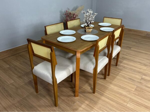 Mesa de Jantar Alegra 1.60×0.80 Com 6 Cadeiras Grécia