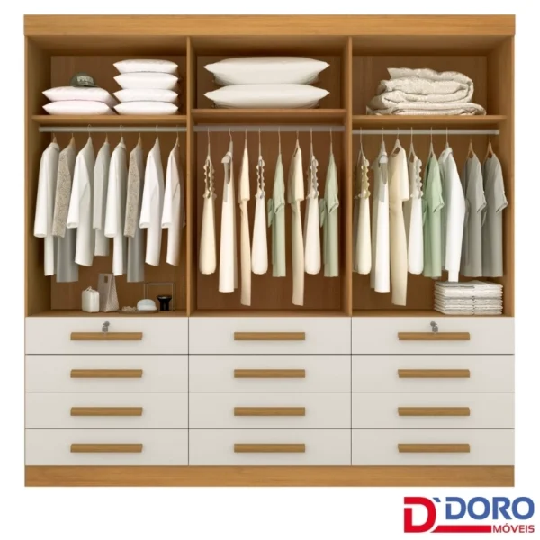 GUARDA ROUPA Casal Mônaco Branco 6 Portas 12 Gavetas Larg. 2.40m - D Doro - Imagem 2