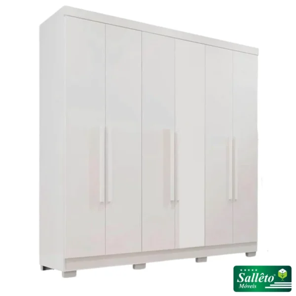 GUARDA ROUPA Recife Branco 6 Portas C/Pés Larg. 1.80m - Sallêto