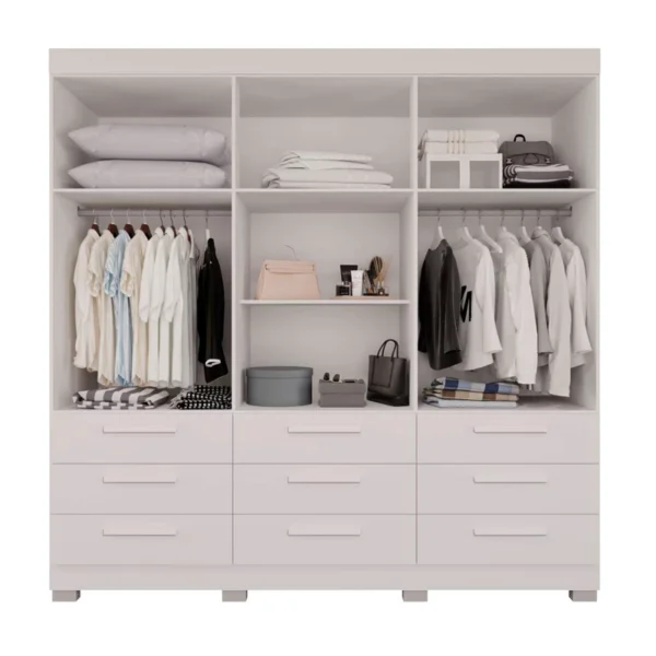 GUARDA ROUPA Dinamarca Branco 6 Portas 9 Gavetas C/pés Larg. 1.80m - Sallêto - Imagem 2