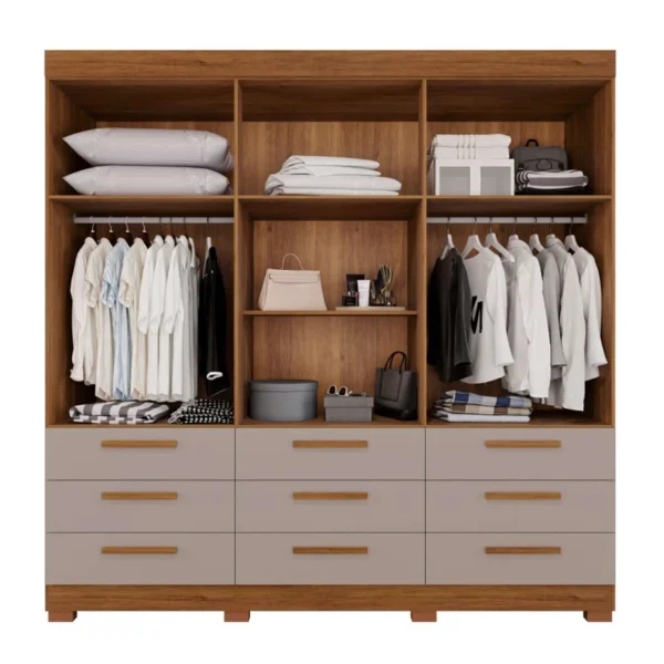 GUARDA ROUPA Dinamarca Cinamomo/Off 6 Portas 9 Gavetas C/pés Larg. 1.80m - Sallêto - Imagem 2