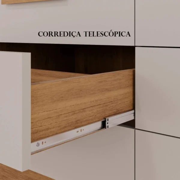 GUARDA ROUPA Dinamarca Cinamomo/Off 6 Portas 9 Gavetas C/pés Larg. 1.80m - Sallêto - Imagem 3