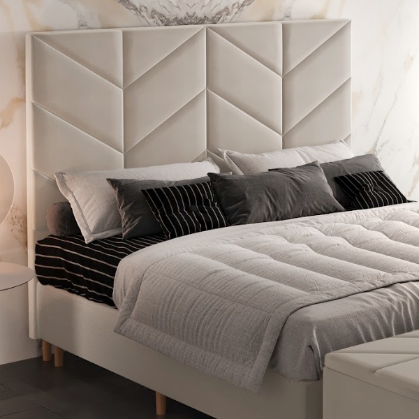 Cabeceira Queen Berlim Veludo Bege B015 - LARMÓVEI