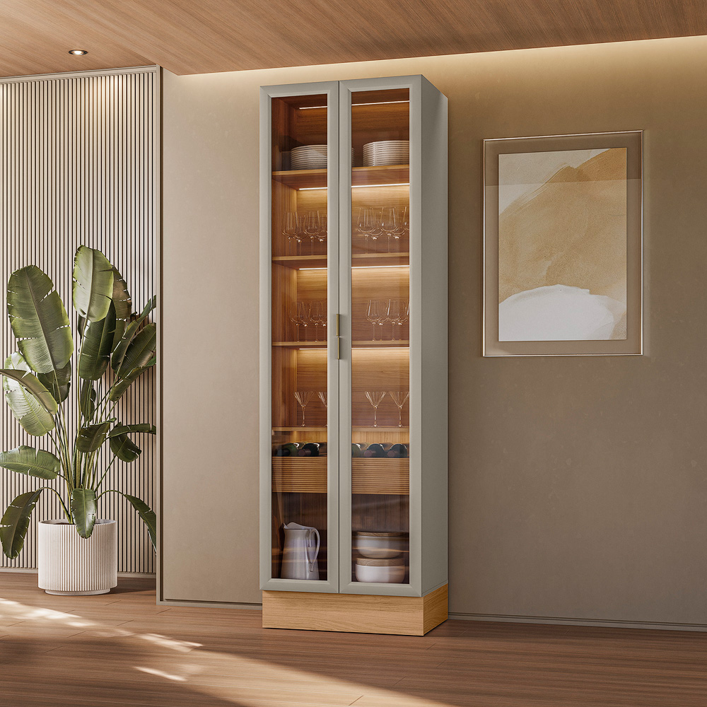 Cristaleira Allure 0.7 com Rodapé Simples Jequitib