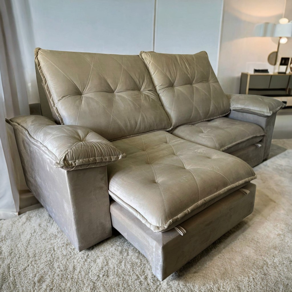 Sofá Retrátil e Reclinável Corvette 2,50 m Veludo