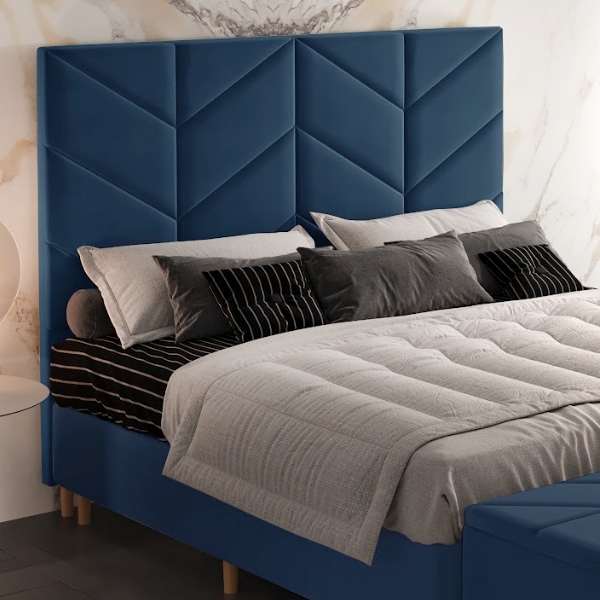 Cabeceira Queen Berlim Veludo Azul B024 - LARMÓVEI